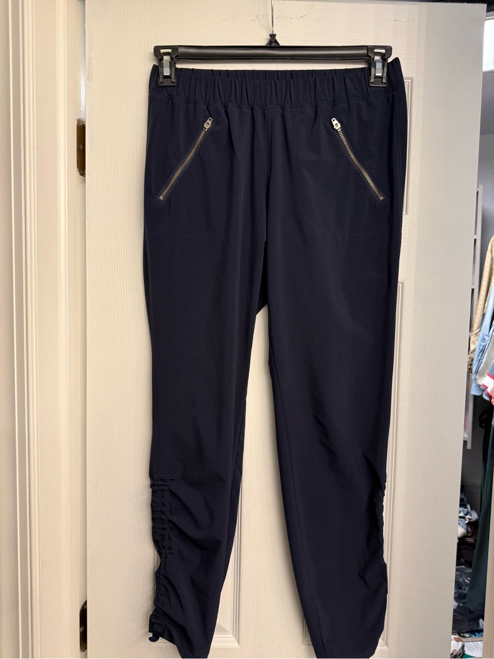 Athleta Navy Track Joggers with Zip Pockets